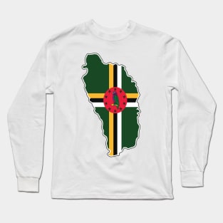 Dominican National Flag and Map Long Sleeve T-Shirt